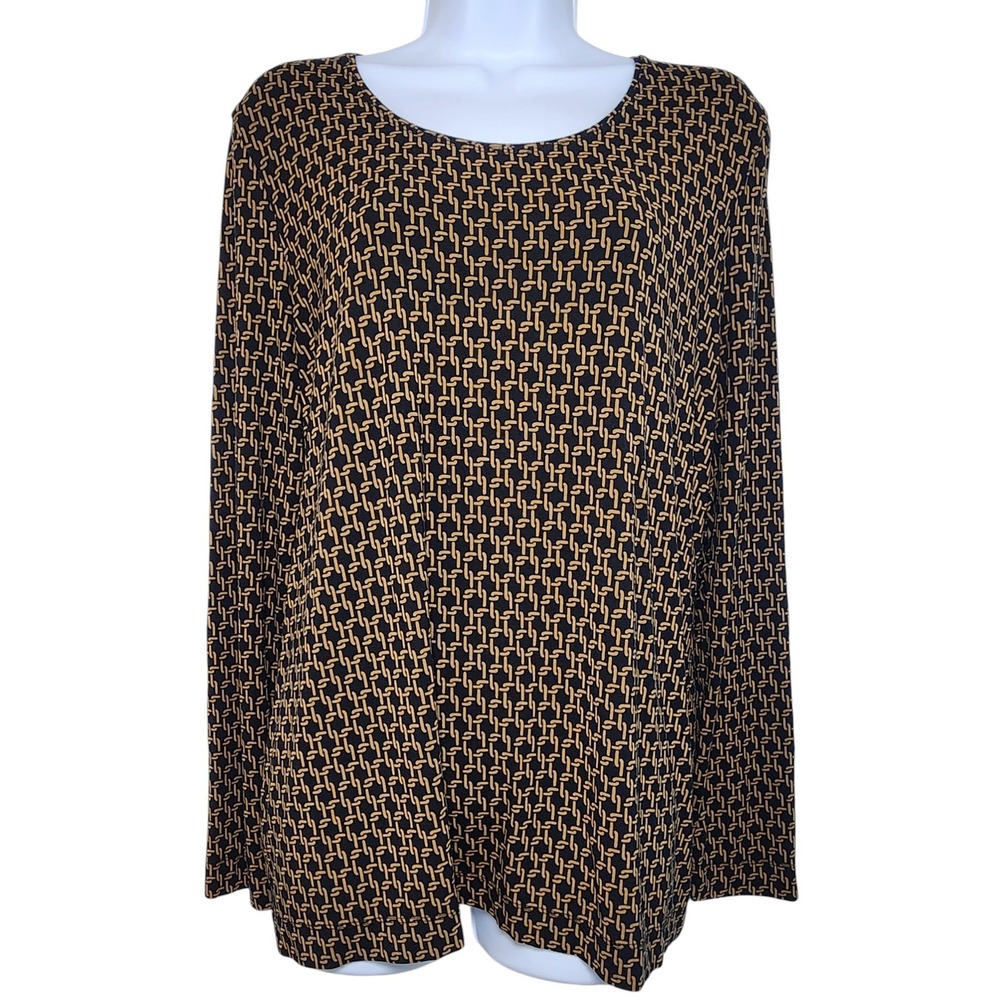 Chico's Women's Long Sleeve Top Size L Geometric Minimalist Career Y2K